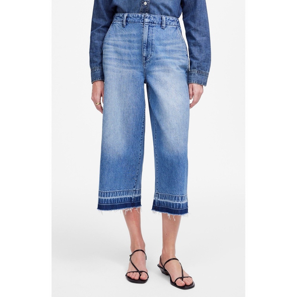 Madewell Denim Culottes W27 Wide Leg Crop 100% Cotton Blue NWT